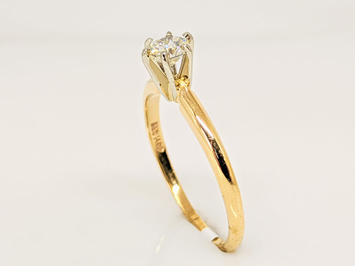 14K .34 CARAT TOTAL SI1 J DIAMOND ROUND 6-PRONG SOLITAIRE ESTATE RING 2.0 GRAMS