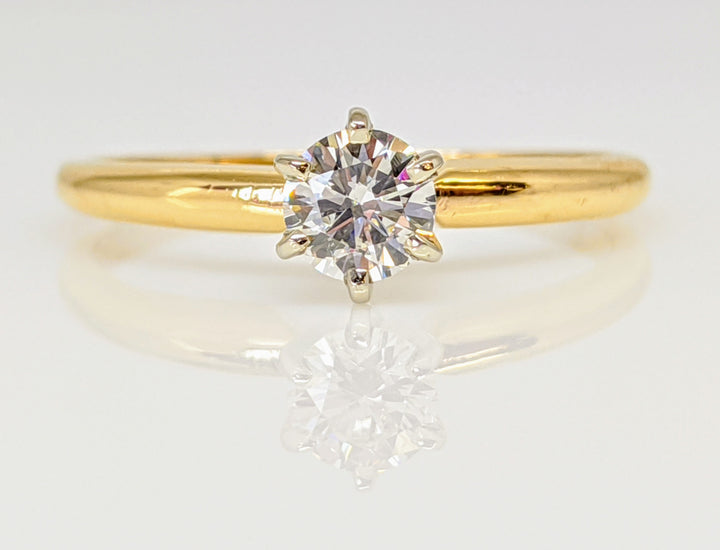 14K .34 CARAT TOTAL SI1 J DIAMOND ROUND 6-PRONG SOLITAIRE ESTATE RING 2.0 GRAMS