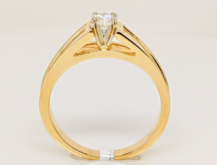 14K .21 CARAT TOTAL SI2 H DIAMOND ROUND RAISED SHANK SOLITAIRE ESTATE RING 3.7 GRAMS