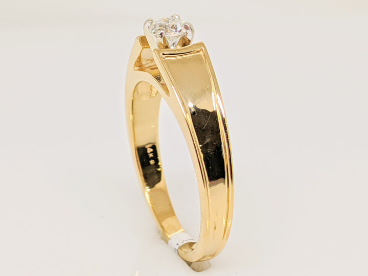 14K .21 CARAT TOTAL SI2 H DIAMOND ROUND RAISED SHANK SOLITAIRE ESTATE RING 3.7 GRAMS