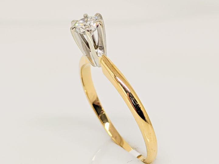 14K .29 CARAT TOTAL SI2 I DIAMOND ROUND 6-PRONG SOLITAIRE ESTATE RING 1.7 GRAMS