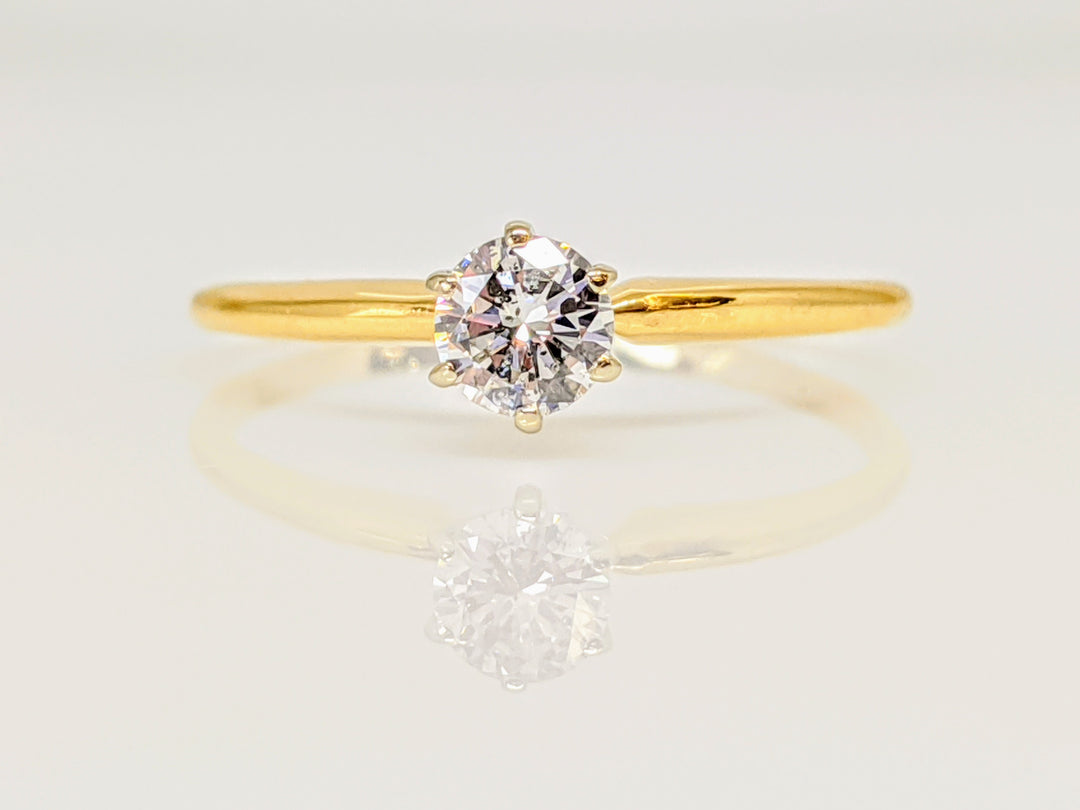 14K .33 CARAT TOTAL I1 H DIAMOND ROUND 6-PRONG SOLITAIRE ESTATE RING 1.3 GRAMS
