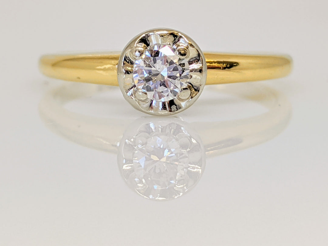 14K .19 CARAT TOTAL SI2 G DIAMOND ROUND ILLUSION HEAD SOLITAIRE ESTATE RING 2.1 GRAMS