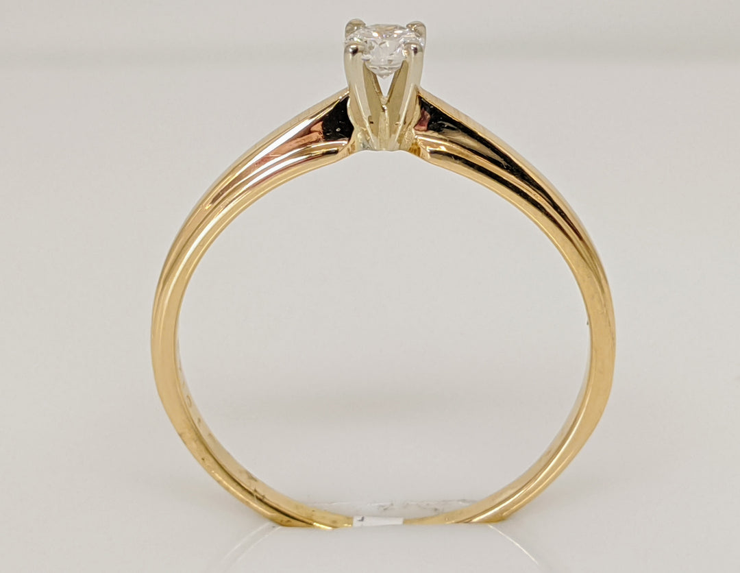 14K .15 CARAT TOTAL SI2 G DIAMOND ROUND SOLITAIRE ESTATE RING 2.1 GRAMS