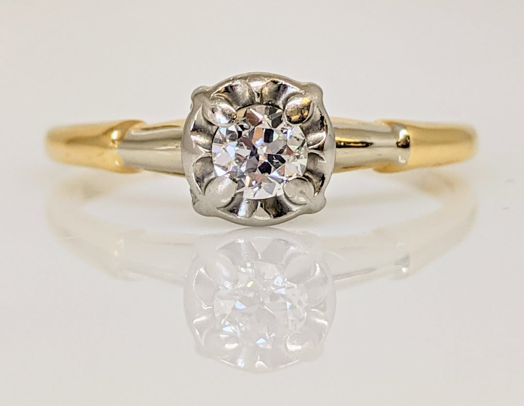 14K .18 CARAT TOTAL SI2 I DIAMOND ROUND ILLUSION HEAD SOLITAIRE ESTATE RING 2.1 GRAMS