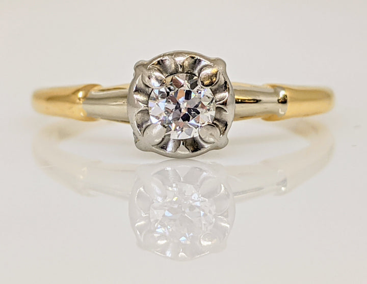 14K .18 CARAT TOTAL SI2 I DIAMOND ROUND ILLUSION HEAD SOLITAIRE ESTATE RING 2.1 GRAMS