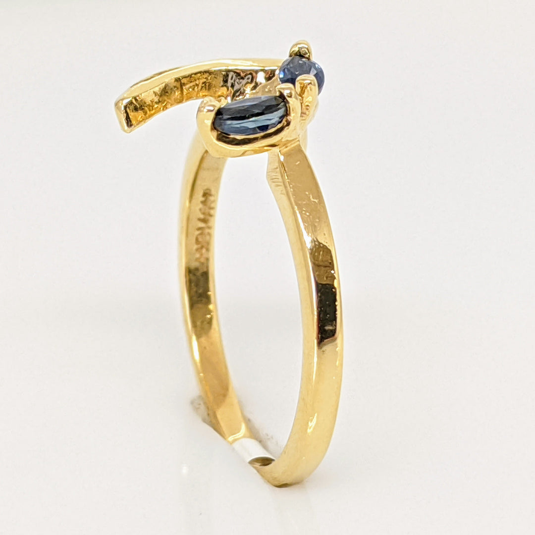 14K SAPPHIRE MARQUISE CUT (2) WITH (5) DIAMOND MELEE ESTATE WRAP 2.5 GRAMS