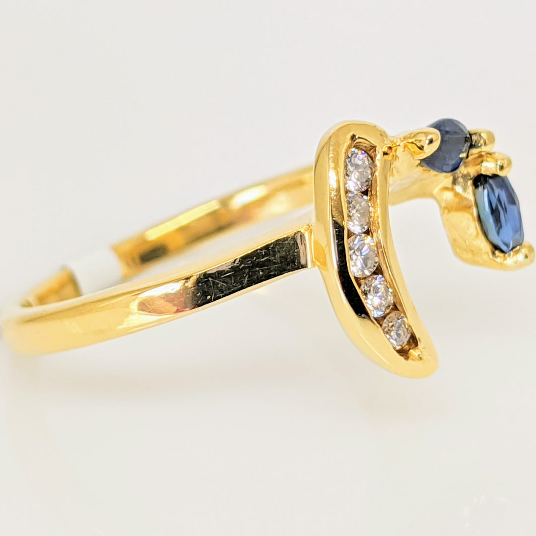 14K SAPPHIRE MARQUISE CUT (2) WITH (5) DIAMOND MELEE ESTATE WRAP 2.5 GRAMS