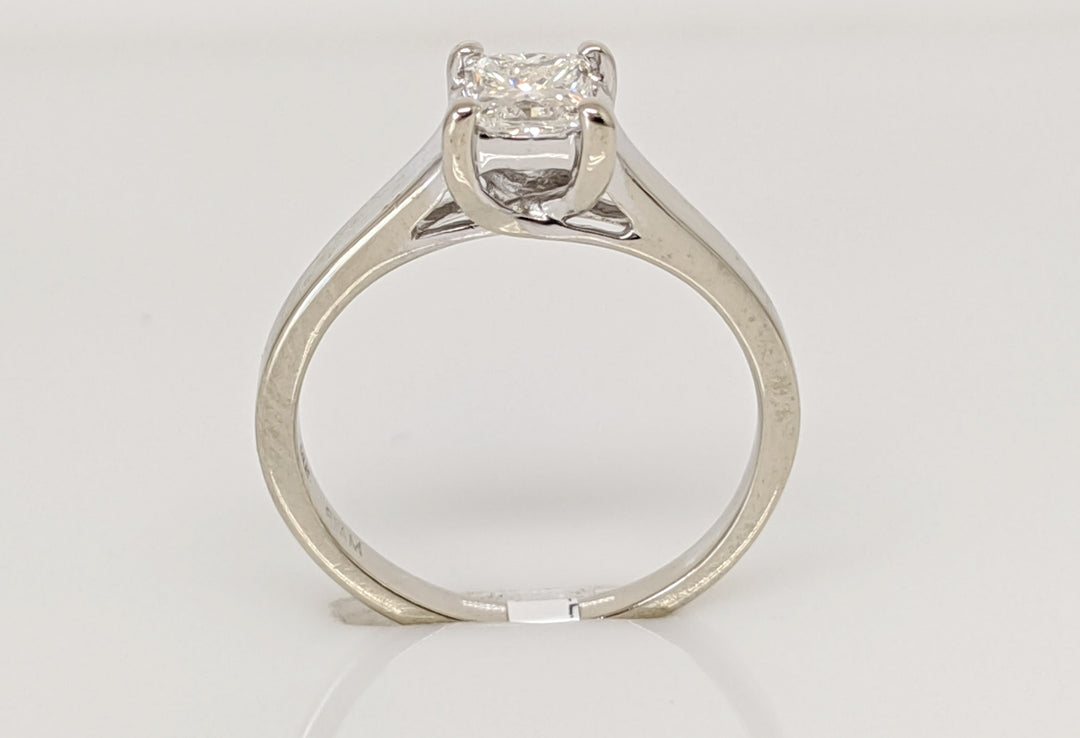 14K WHITE .38 CARAT TOTAL I1 J DIAMOND PRINCESS CUT SOLITAIRE ESTATE RING 1.9 GRAMS