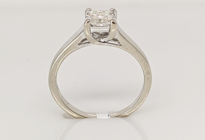 14K WHITE .38 CARAT TOTAL I1 J DIAMOND PRINCESS CUT SOLITAIRE ESTATE RING 1.9 GRAMS
