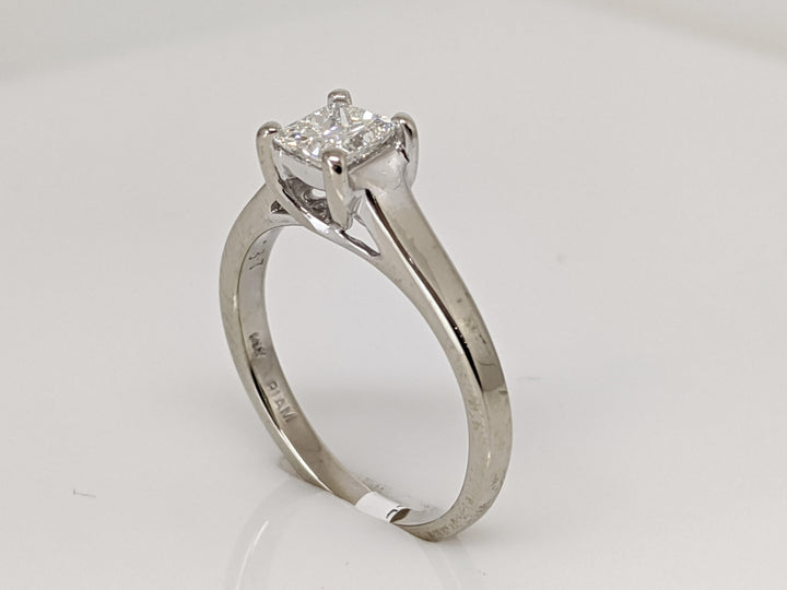 14K WHITE .38 CARAT TOTAL I1 J DIAMOND PRINCESS CUT SOLITAIRE ESTATE RING 1.9 GRAMS
