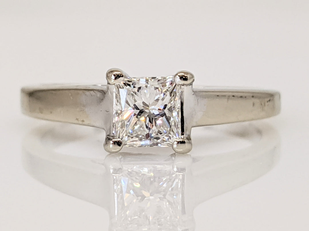 14K WHITE .38 CARAT TOTAL I1 J DIAMOND PRINCESS CUT SOLITAIRE ESTATE RING 1.9 GRAMS