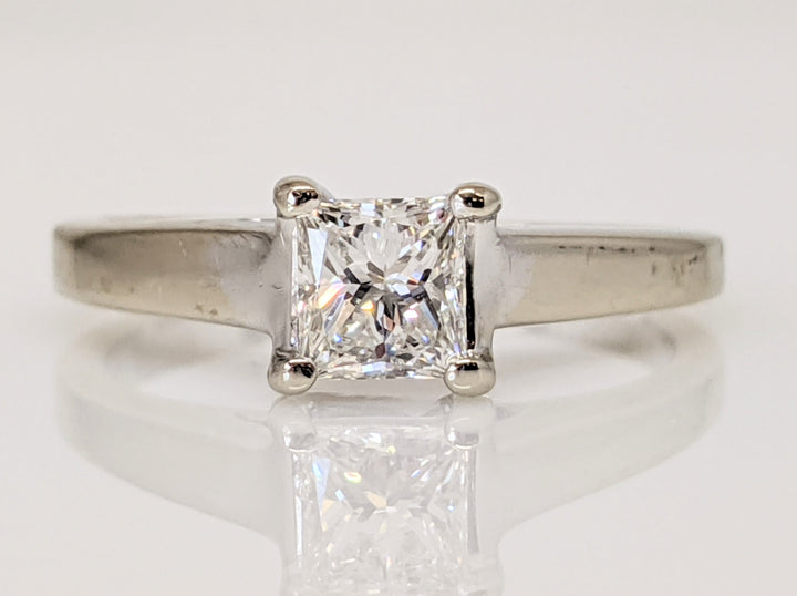 14K WHITE .38 CARAT TOTAL I1 J DIAMOND PRINCESS CUT SOLITAIRE ESTATE RING 1.9 GRAMS