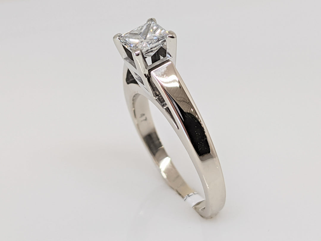 14K WHITE .47 CARAT TOTAL SI2 G DIAMOND PRINCESS CUT SOLITAIRE ESTATE RING 3.1 GRAMS