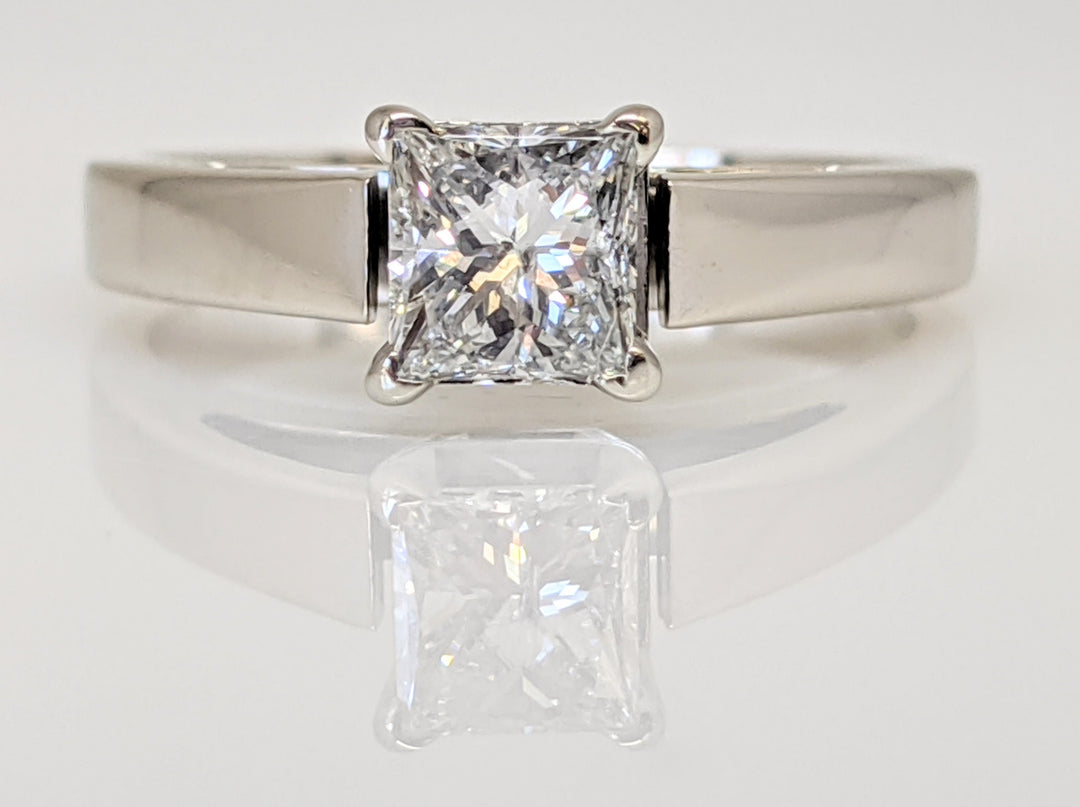14K WHITE .47 CARAT TOTAL SI2 G DIAMOND PRINCESS CUT SOLITAIRE ESTATE RING 3.1 GRAMS