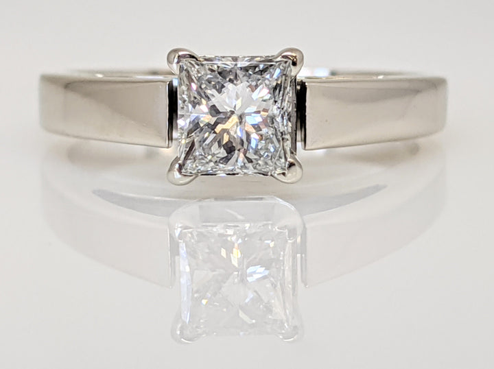 14K WHITE .47 CARAT TOTAL SI2 G DIAMOND PRINCESS CUT SOLITAIRE ESTATE RING 3.1 GRAMS