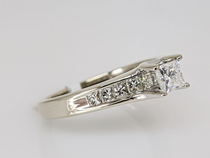 14K WHITE .96 CARAT TOTAL WEIGHT SI2 G DIAMOND PRINCESS CUT (11) ESTATE RING 4.4 GRAMS