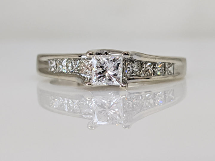 14K WHITE .96 CARAT TOTAL WEIGHT SI2 G DIAMOND PRINCESS CUT (11) ESTATE RING 4.4 GRAMS