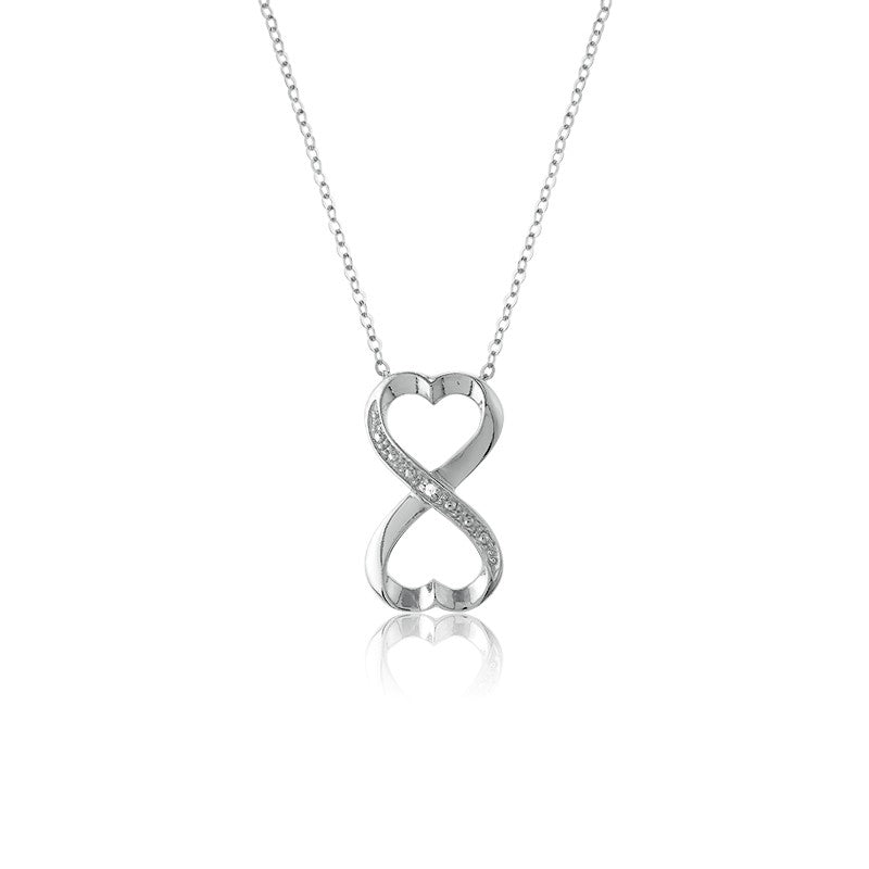 Sterling Silver Pave Cut w/Center CZ Heart Infinity Pendant