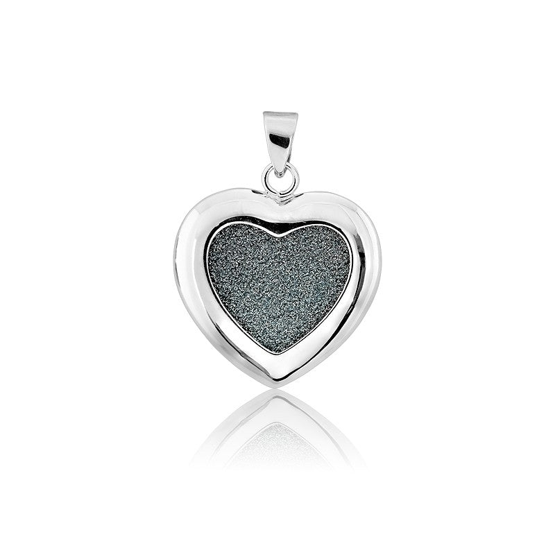 Sterling Silver Heart Sparkly Charcoal Pendant