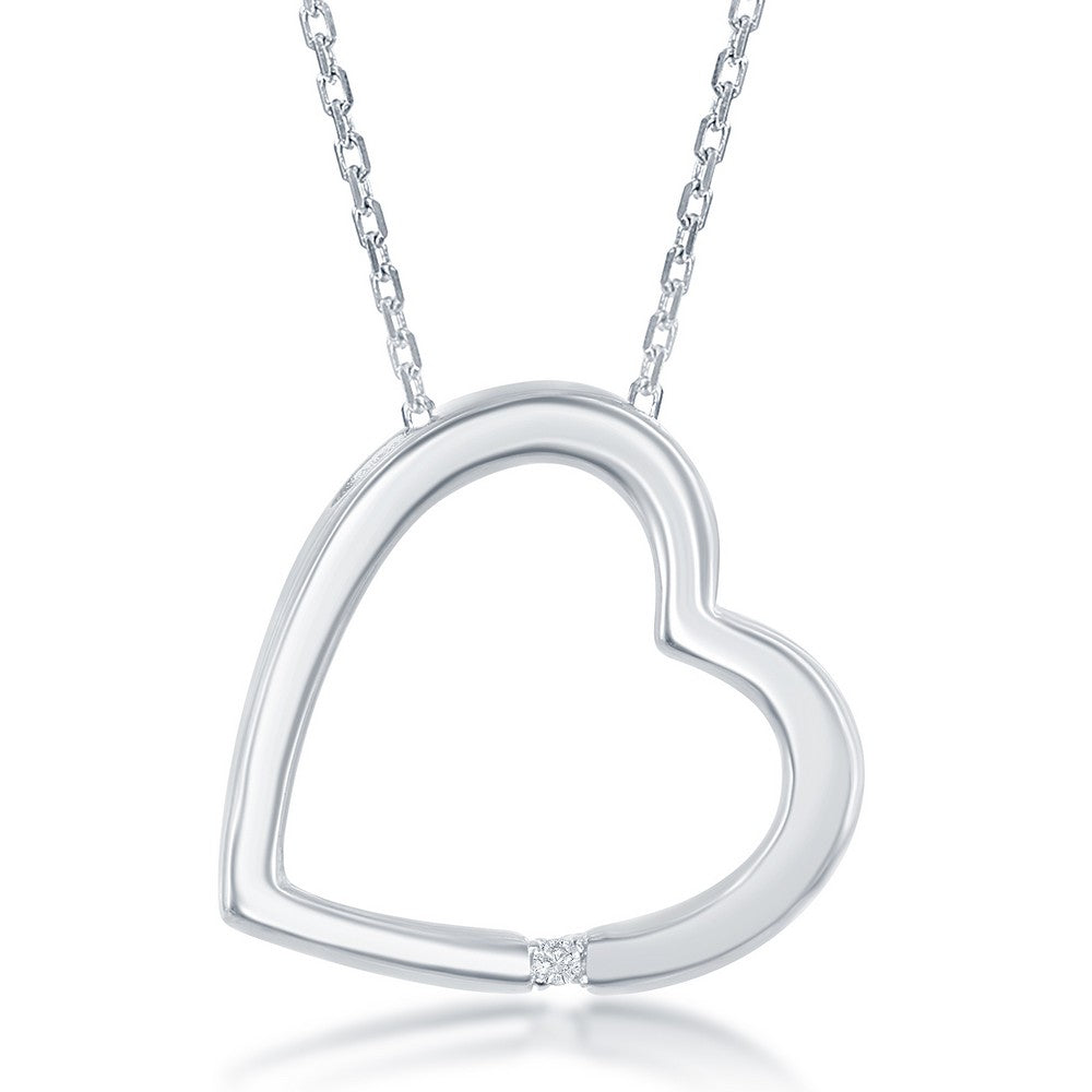 Sterling Silver Diamond Accent Heart Pendant w/Chain
