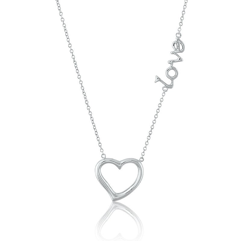 Sterling Silver Open Heart w/ LOVE Written in the Chain Necklace