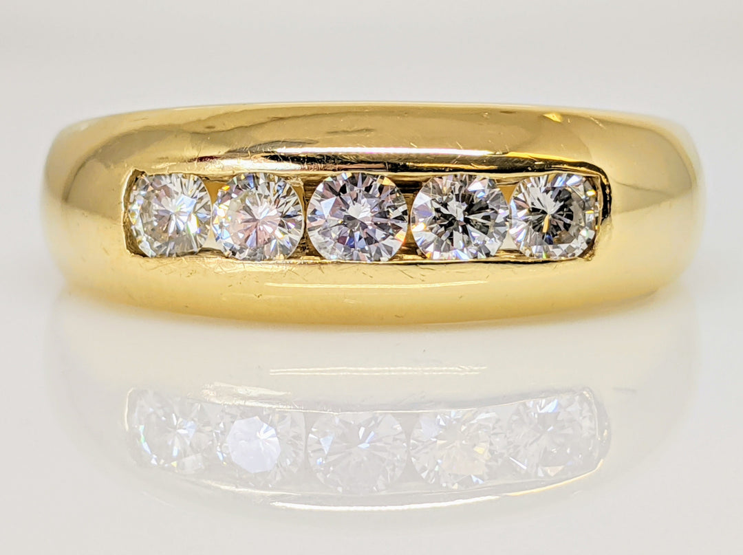 14K .80 CARAT TOTAL WEIGHT SI2 I-J DIAMOND ROUND (5) CHANNEL SET ESTATE BAND 8.8 GRAMS