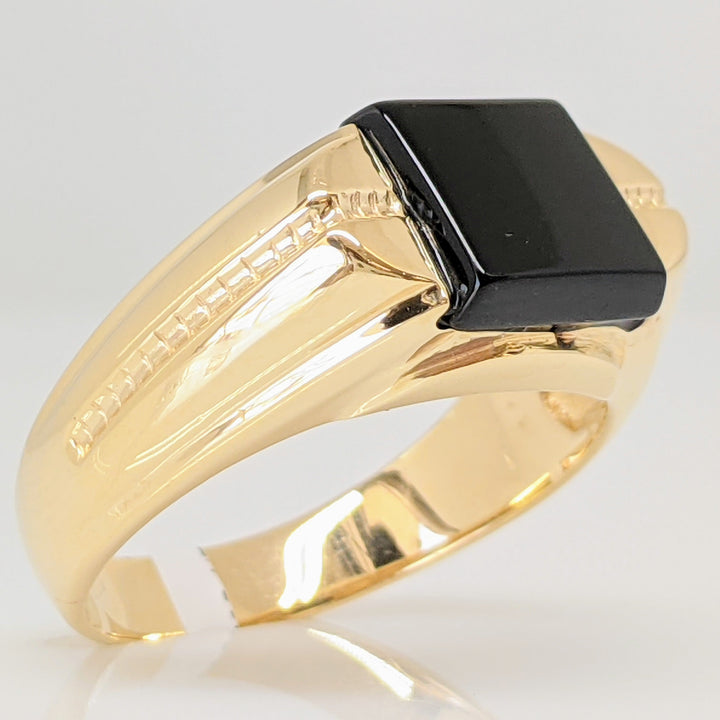 14K ONYX PRINCESS CUT 9MM ESTATE RING 8.6 GRAMS