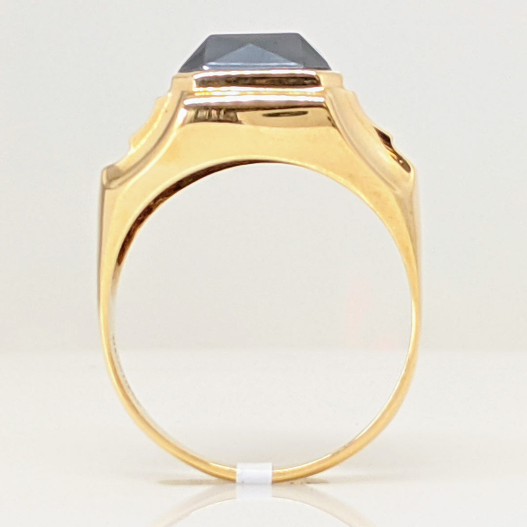 10K HEMATITE EMERALD CUT 10X14 ESTATE RING 8.2 GRAMS