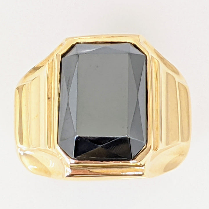10K HEMATITE EMERALD CUT 10X14 ESTATE RING 8.2 GRAMS