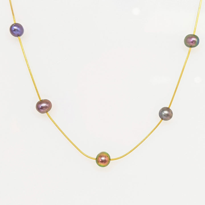 14K DYED PEARL ROUND 6MM (11) ESTATE NECKLACE 4.8 GRAMS