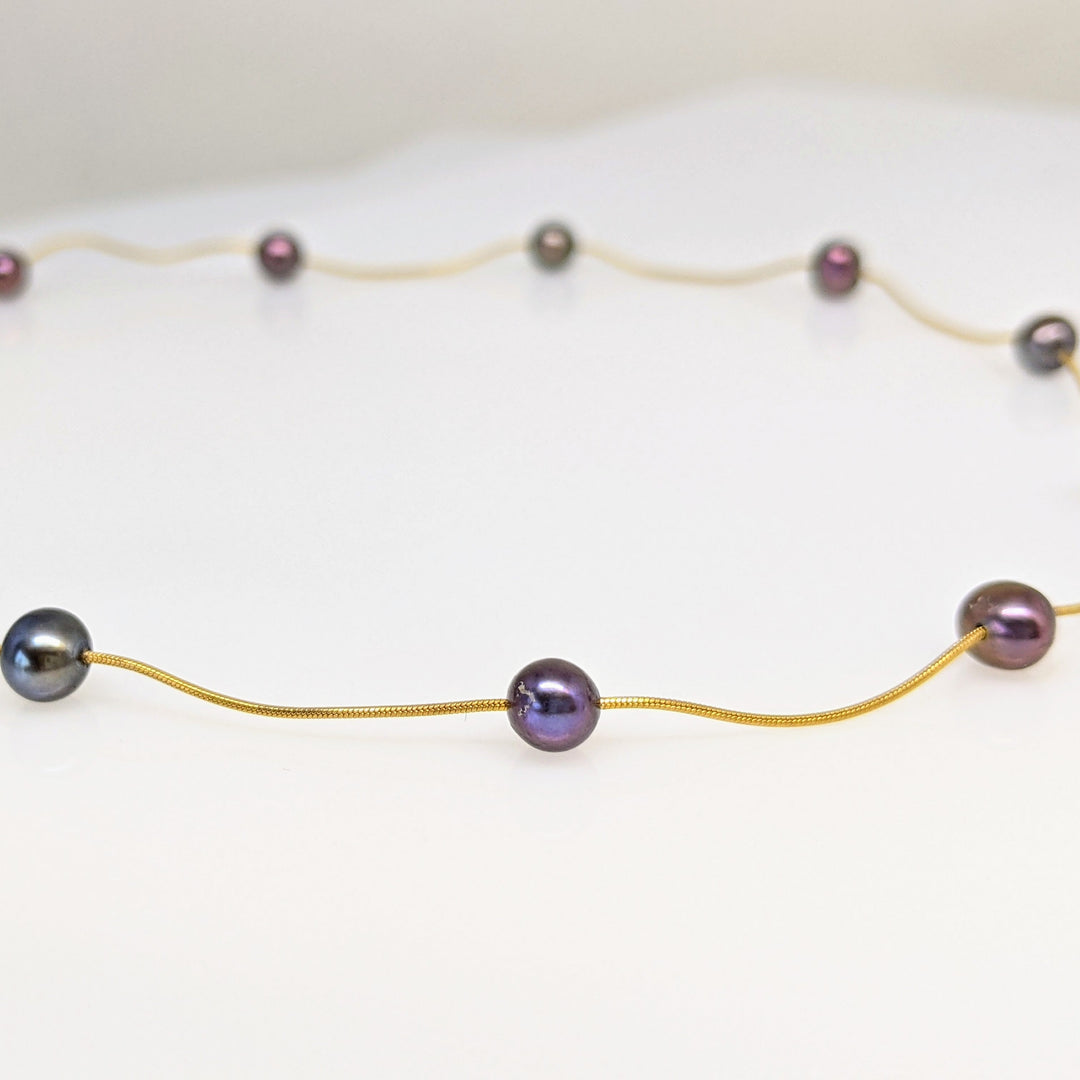 14K DYED PEARL ROUND 6MM (11) ESTATE NECKLACE 4.8 GRAMS