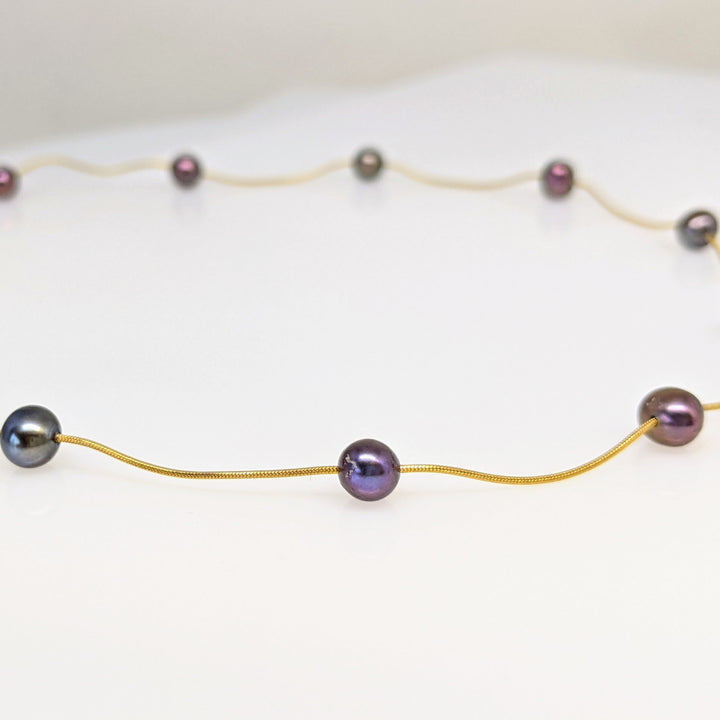 14K DYED PEARL ROUND 6MM (11) ESTATE NECKLACE 4.8 GRAMS