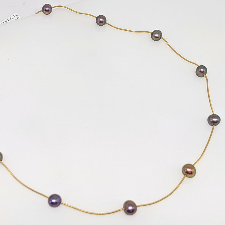 14K DYED PEARL ROUND 6MM (11) ESTATE NECKLACE 4.8 GRAMS