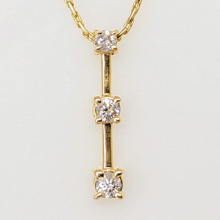 14K .25 CARAT TOTAL WEIGHT I1 H-I DIAMOND ROUND (3) TRINITY ESTATE PENDANT & CHAIN 3.5 GRAMS