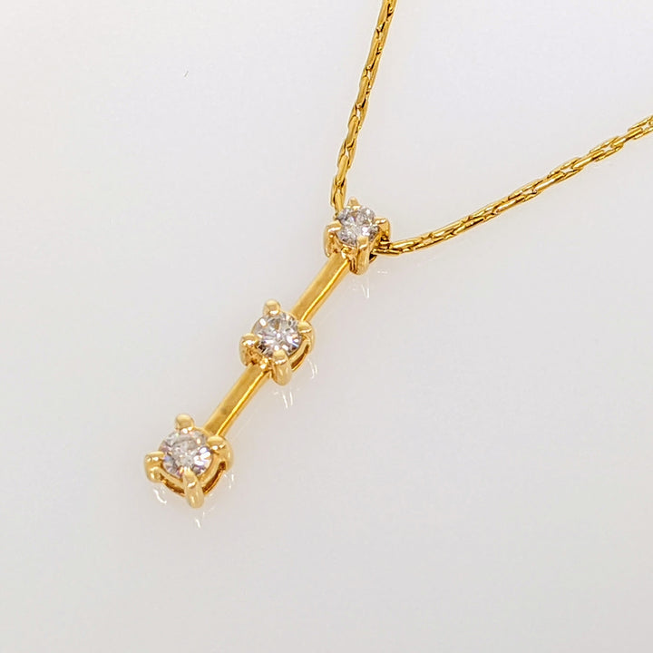 14K .25 CARAT TOTAL WEIGHT I1 H-I DIAMOND ROUND (3) TRINITY ESTATE PENDANT & CHAIN 3.5 GRAMS
