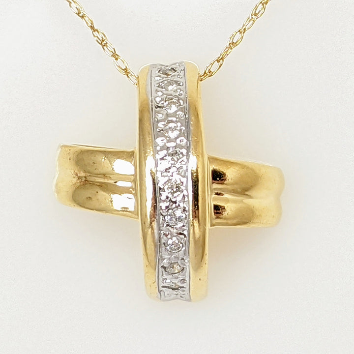 10K .15 CARAT TOTAL WEIGHT I1 G DIAMOND ROUND (10) X-STYLE ESTATE SLIDE PENDANT 2.9 GRAMS