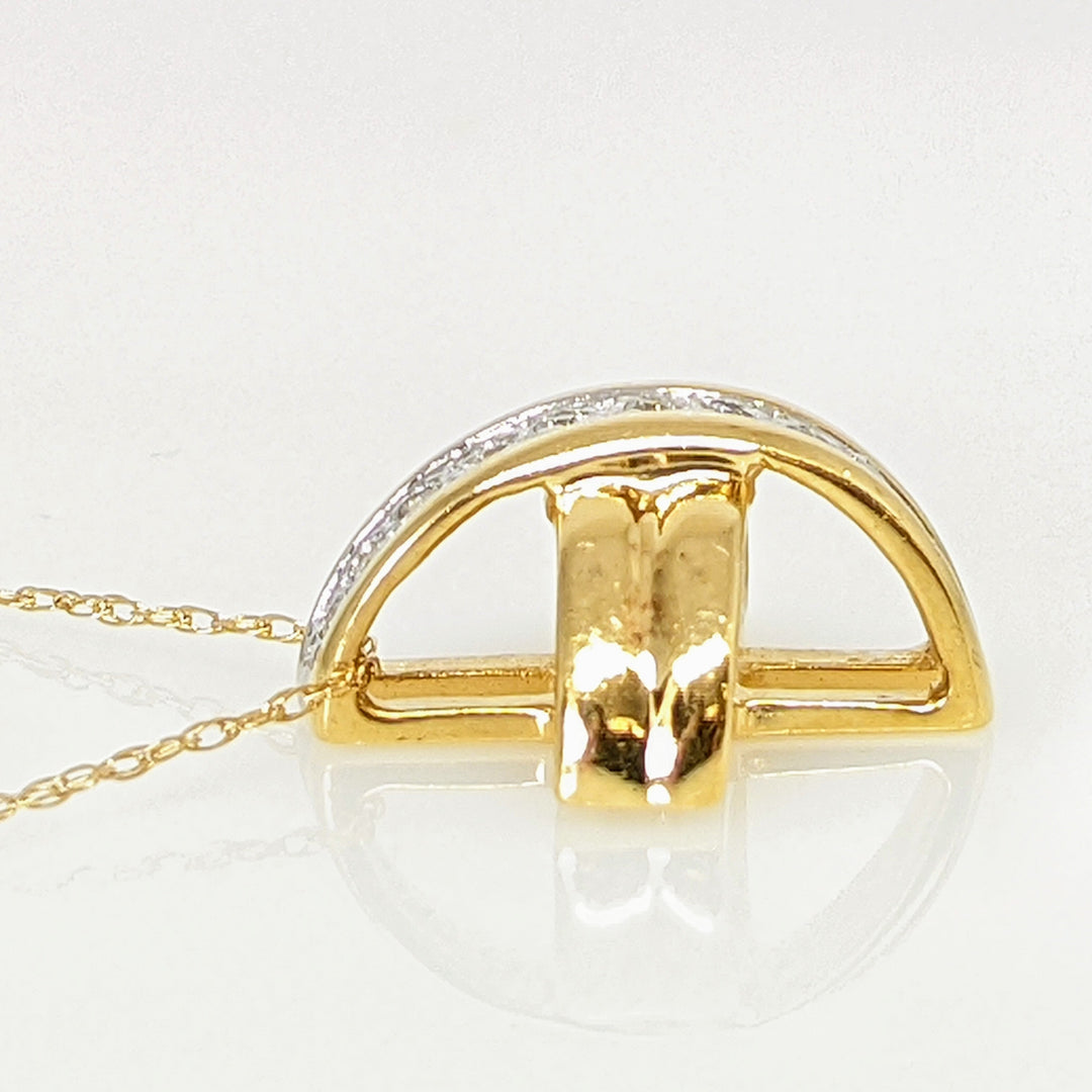 10K .15 CARAT TOTAL WEIGHT I1 G DIAMOND ROUND (10) X-STYLE ESTATE SLIDE PENDANT 2.9 GRAMS