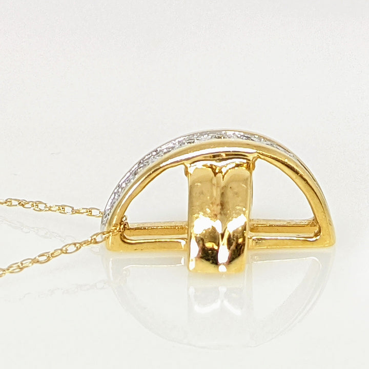 10K .15 CARAT TOTAL WEIGHT I1 G DIAMOND ROUND (10) X-STYLE ESTATE SLIDE PENDANT 2.9 GRAMS