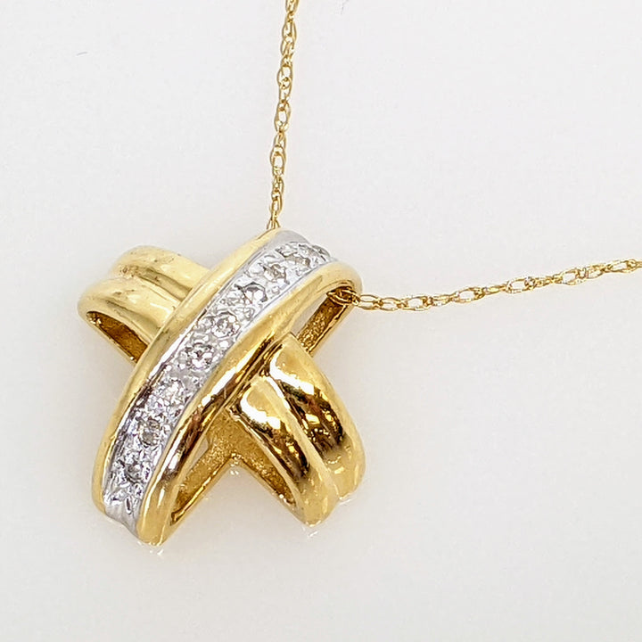 10K .15 CARAT TOTAL WEIGHT I1 G DIAMOND ROUND (10) X-STYLE ESTATE SLIDE PENDANT 2.9 GRAMS
