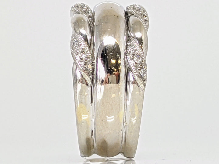10K WHITE DIAMOND ROUND (18) 3-BAND SET 6.7 GRAMS