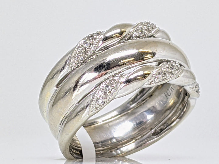 10K WHITE DIAMOND ROUND (18) 3-BAND SET 6.7 GRAMS