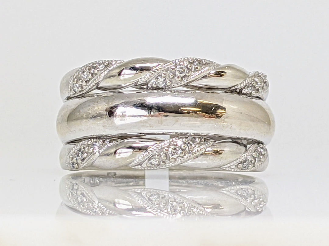 10K WHITE DIAMOND ROUND (18) 3-BAND SET 6.7 GRAMS