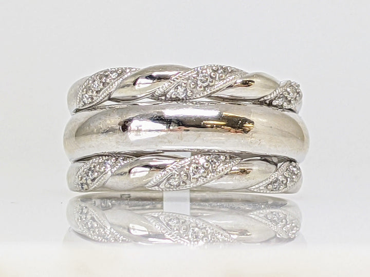 10K WHITE DIAMOND ROUND (18) 3-BAND SET 6.7 GRAMS