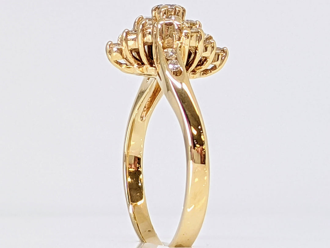 14K .49 CARAT TOTAL WEIGHT SI2 I DIAMOND ROUND (19) CLUSTER ESTATE RING 2.8 GRAMS