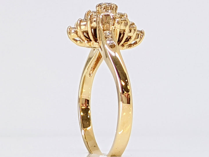 14K .49 CARAT TOTAL WEIGHT SI2 I DIAMOND ROUND (19) CLUSTER ESTATE RING 2.8 GRAMS