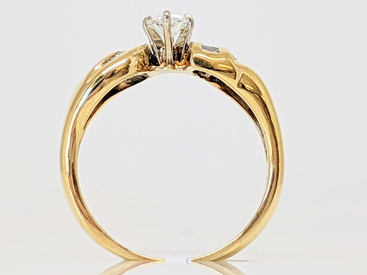14K .33 CARAT TOTAL SI I MODIFIED PEAR DIAMOND WITH (13) BAGUETTE ESTATE RING 4.1 GRAMS