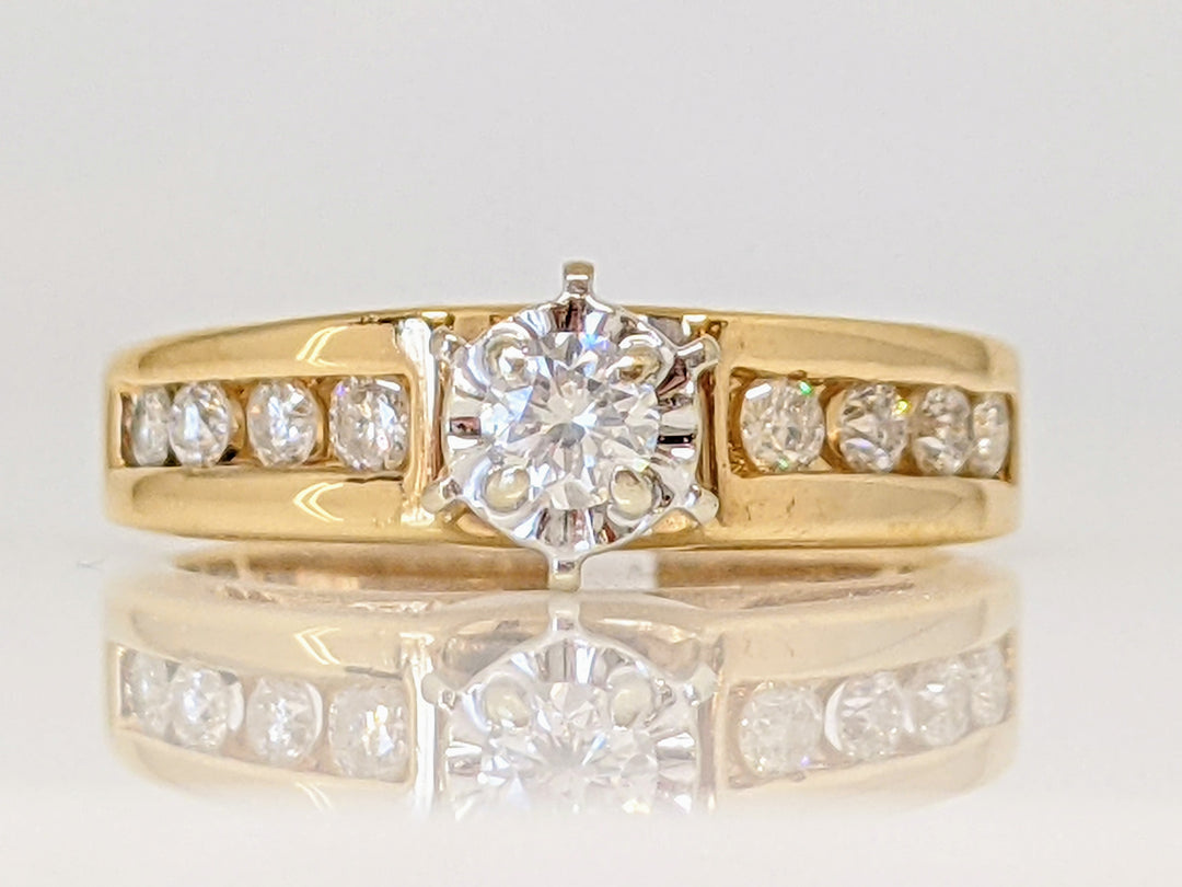 14K .43 CARAT TOTAL WEIGHT SI2 I ROUND DIAMOND (9) ILLUSION HEAD CHANNEL SET ESTATE RING 4.9 GRAMS