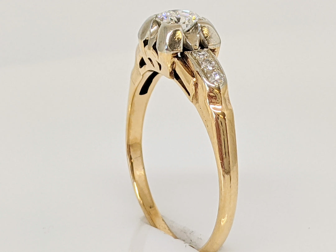 14K .26 CARAT TOTAL WEIGHT SI1 H ROUND DIAMOND (7) VINTAGE ESTATE RING 5.0 GRAMS