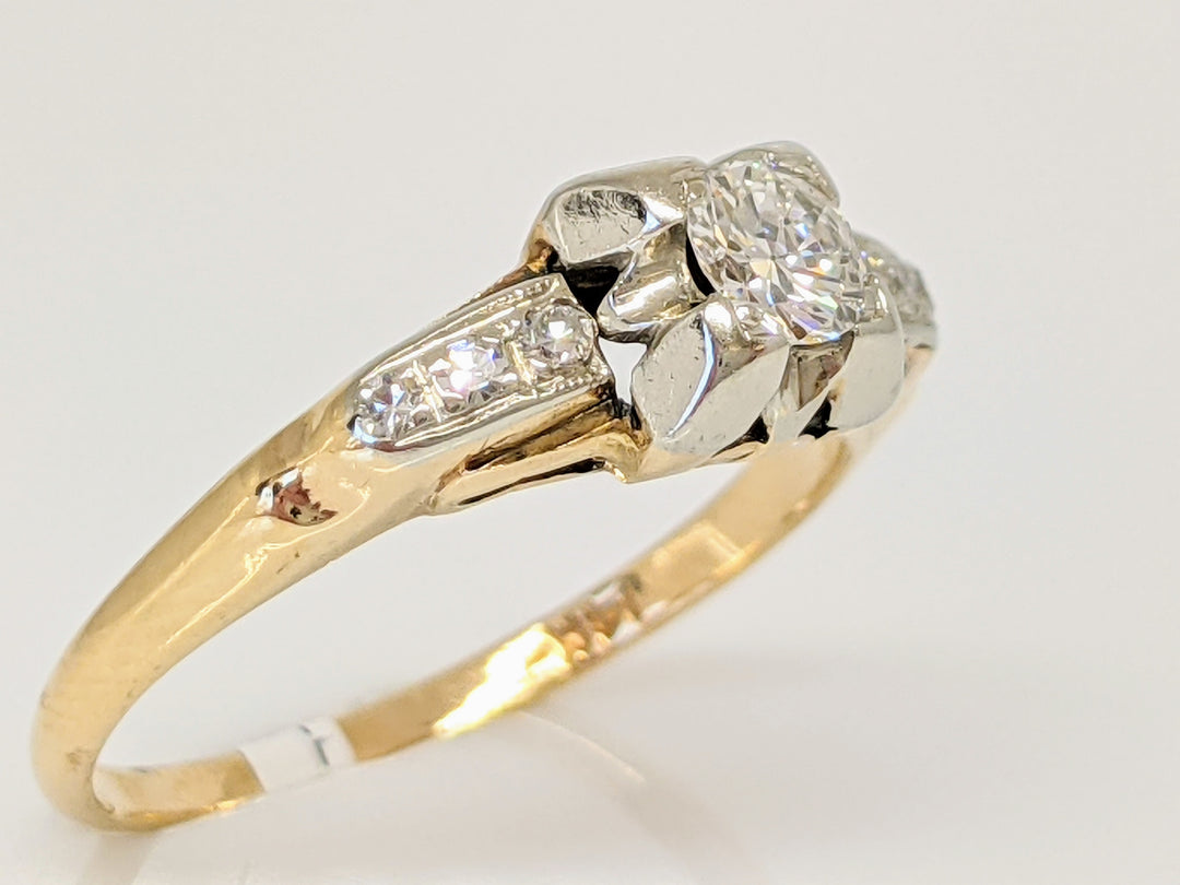 14K .26 CARAT TOTAL WEIGHT SI1 H ROUND DIAMOND (7) VINTAGE ESTATE RING 5.0 GRAMS